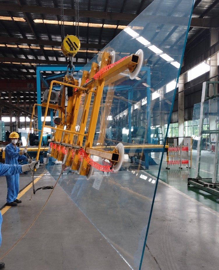 Vacuum lifter handling a glass sheet