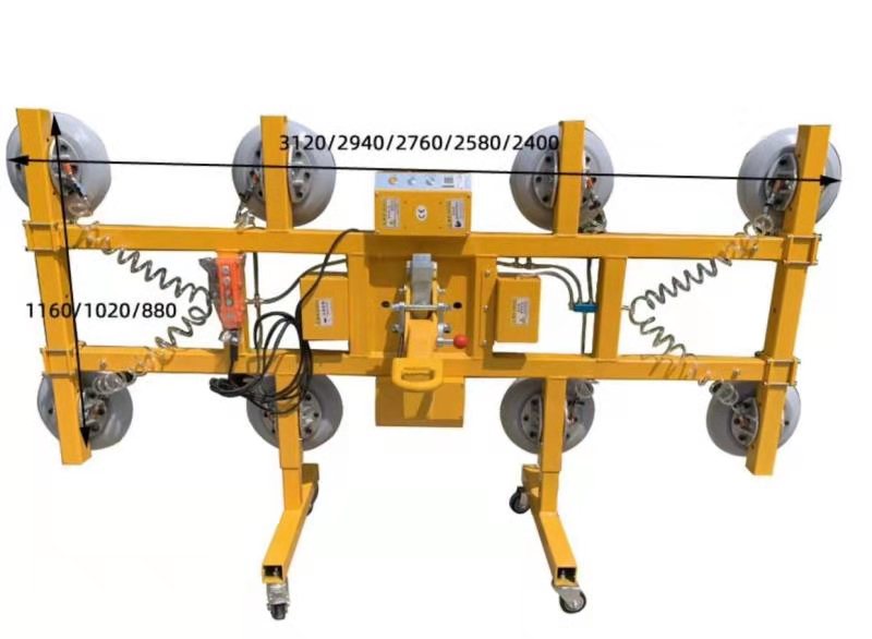 H-frame glass vacuum lifter with electric rotation